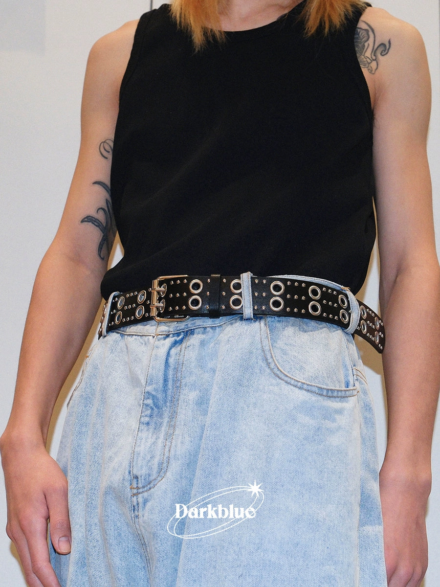 Women's Y2k Subculture Studded Black No-hole Belt Waist Gift Party Designer Versatile