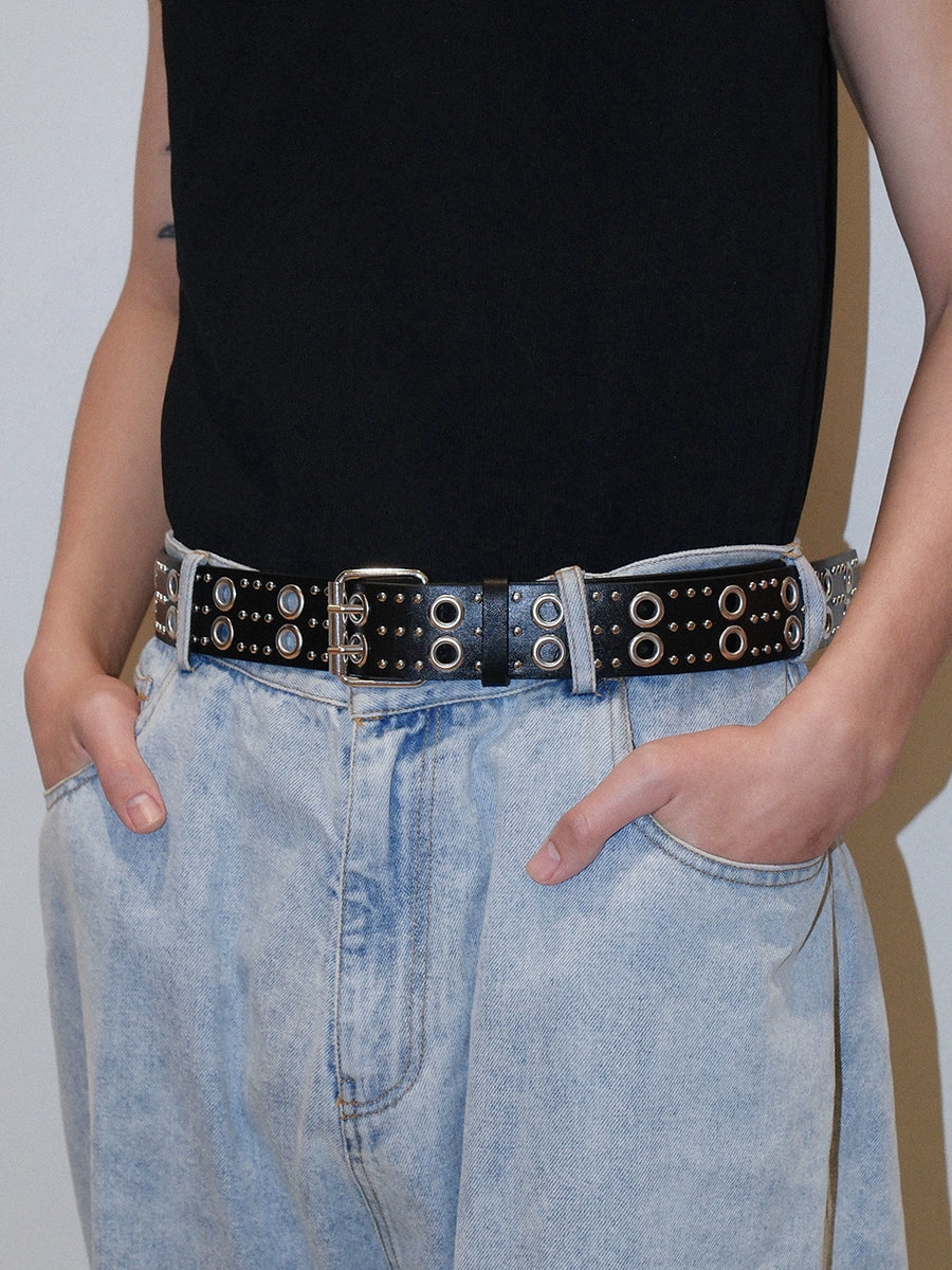 Women's Y2k Subculture Studded Black No-hole Belt Waist Gift Party Designer Versatile