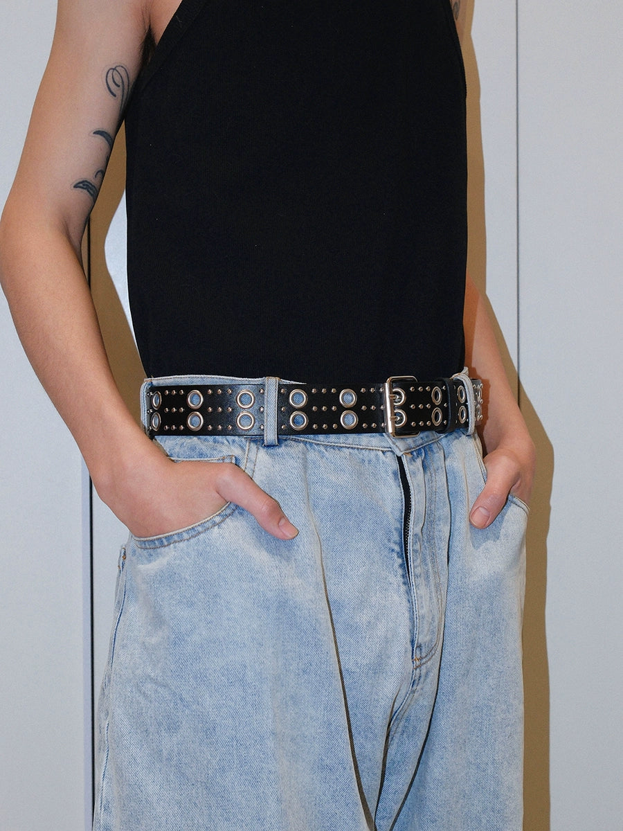 Women's Y2k Subculture Studded Black No-hole Belt Waist Gift Party Designer Versatile