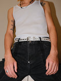 Women's Y2k Punk Pin Buckle Studded Metal No-hole Belt Waist Designer Versatile Everyday Wear