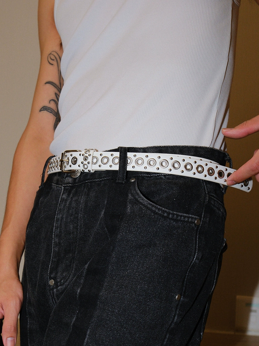 Women's Y2k Punk Pin Buckle Studded Metal No-hole Belt Waist Designer Versatile Everyday Wear