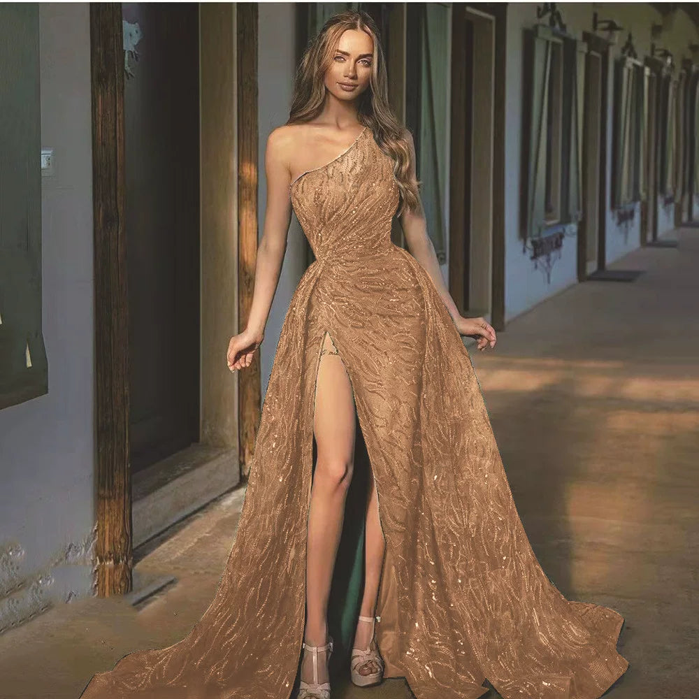 Women's Slit Maxi Evening Dress Formal Midi Dress Black Tie Party Wedding Guest Cocktail
