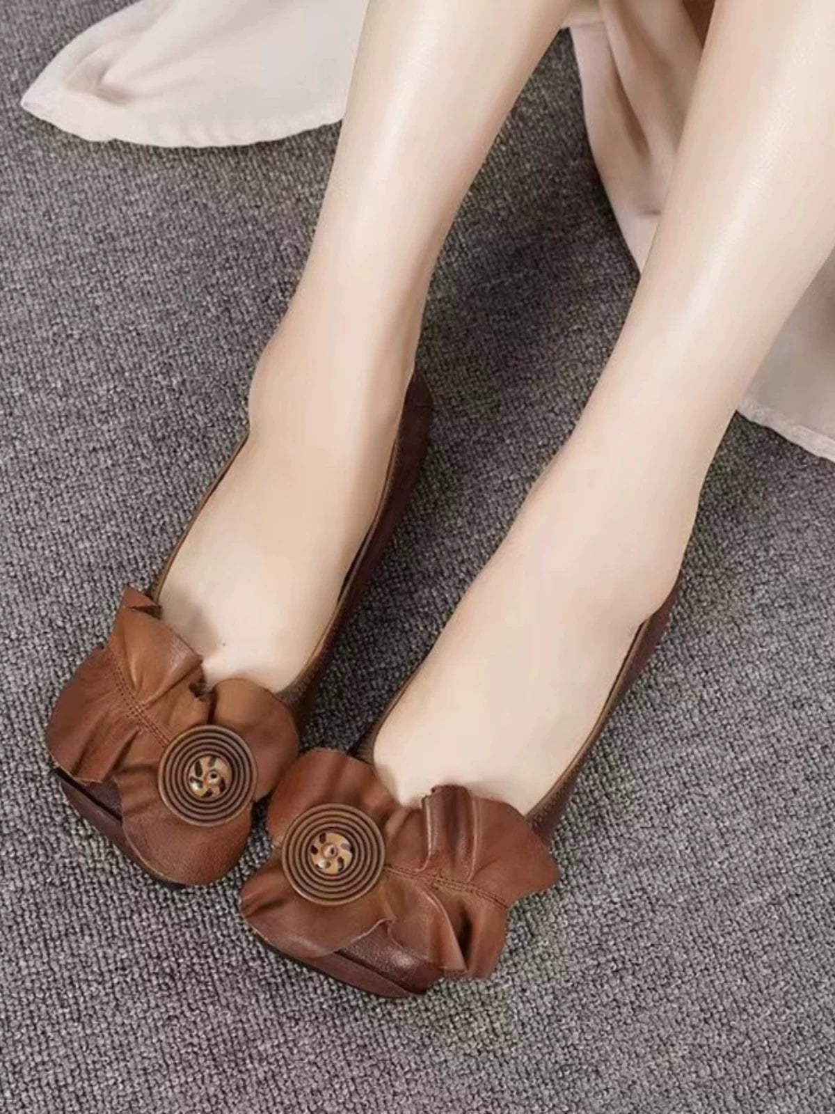 Leather Bow Pumps for Women