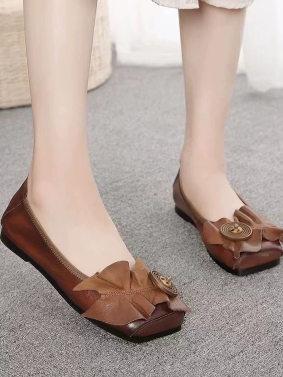 Leather Bow Pumps for Women