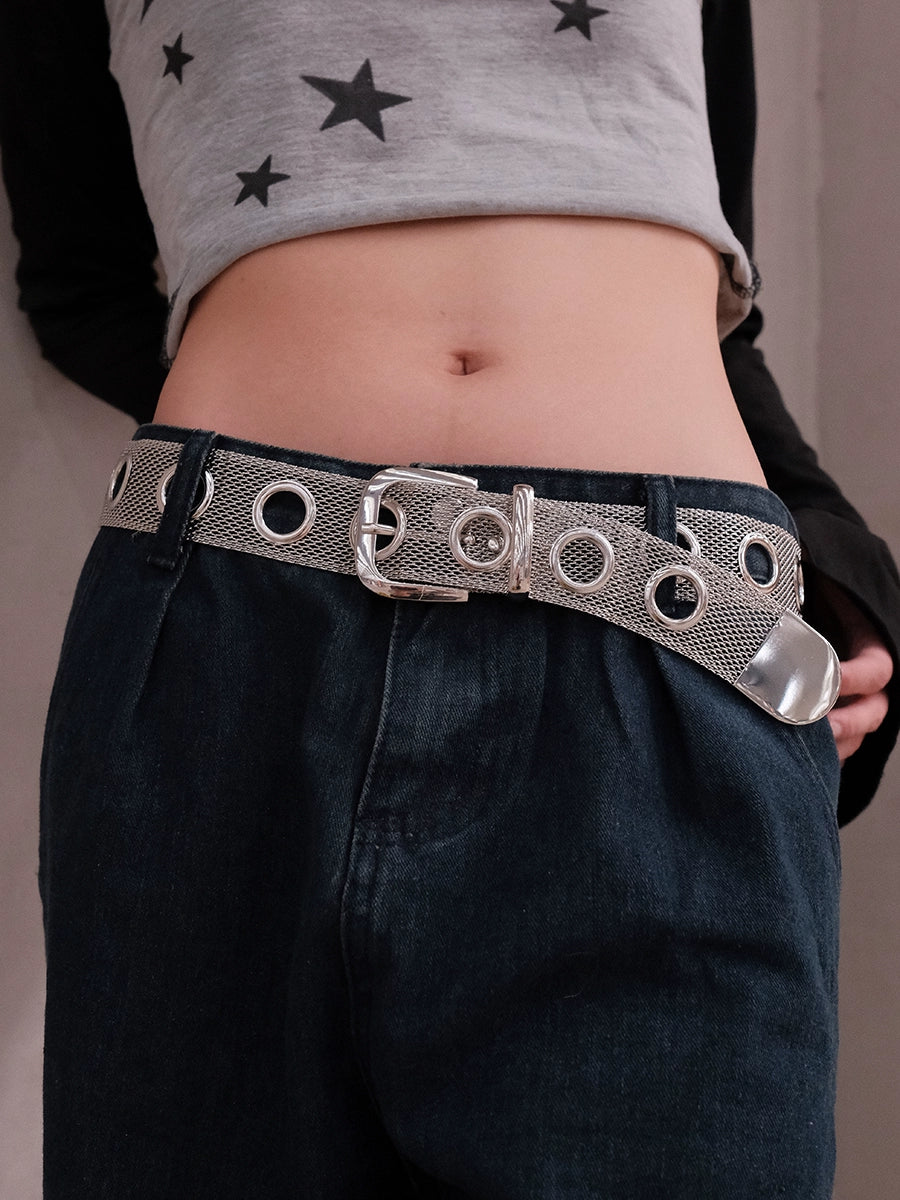 Women's Y2k Woven Metal Cutout No-hole Belt Everyday Jeans for Date Night Gift Party Designer Office Vacation
