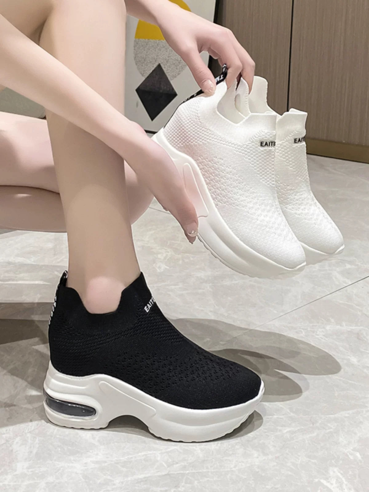 Hidden Lift Breathable Mesh Pumps for Women