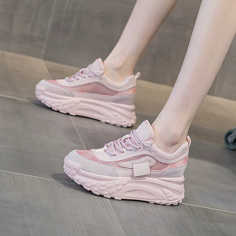 Hidden Lift Chunky Sole Dad Sneakers for Women