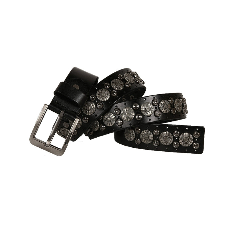Women's Punk Pin Buckle Studded Hip-hop Leather Waist Belt for Date Night Gift Party Designer Office Everyday