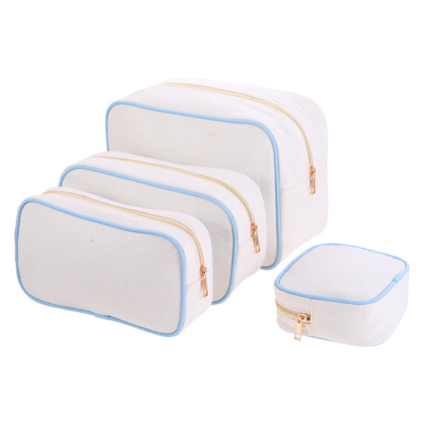 Large-Capacity Canvas Makeup Bag Travel Cosmetic Pouch Gift Everyday Toiletry Rolling Train Case