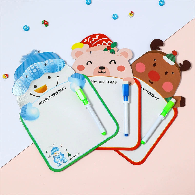 Kids Double-Sided Christmas Drawing Board, Erasable Holiday Gift and Creative Learning Toy