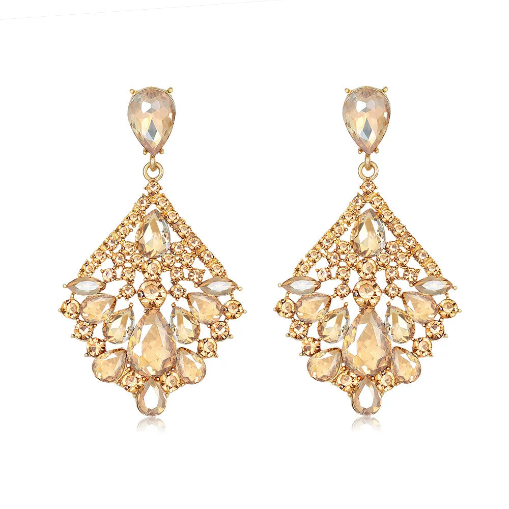 Crystal geometric drop earrings by Yoshan, detail view 3