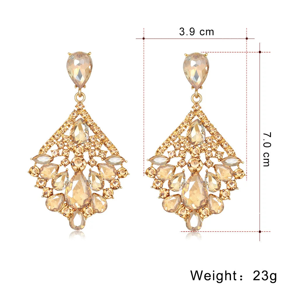 Crystal geometric drop earrings by Yoshan, detail view 4