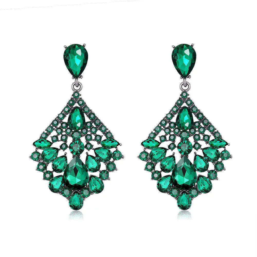 Crystal geometric drop earrings by Yoshan, detail view 7
