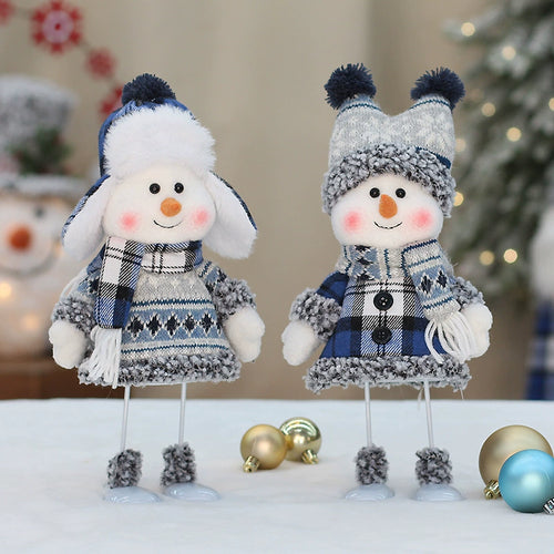 Blue Skiing Snowman Swing Decor, Cute Holiday Tabletop Figurine for Shelf Fireplace and Gift Display