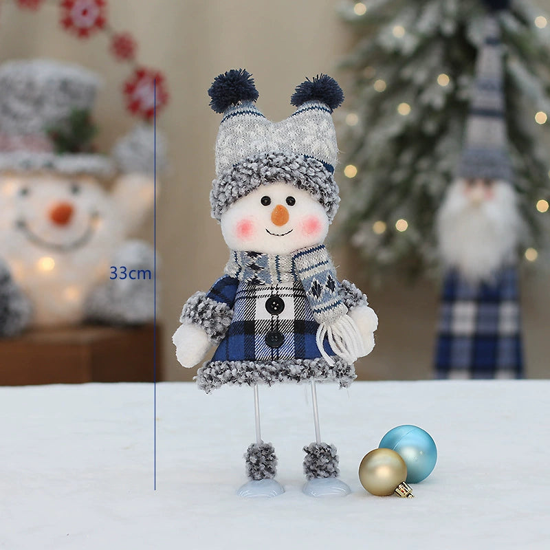 Blue Skiing Snowman Swing Decor, Cute Holiday Tabletop Figurine for Shelf Fireplace and Gift Display