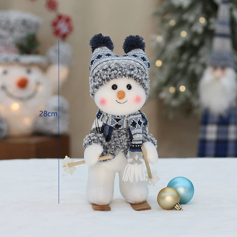 Blue Skiing Snowman Swing Decor, Cute Holiday Tabletop Figurine for Shelf Fireplace and Gift Display