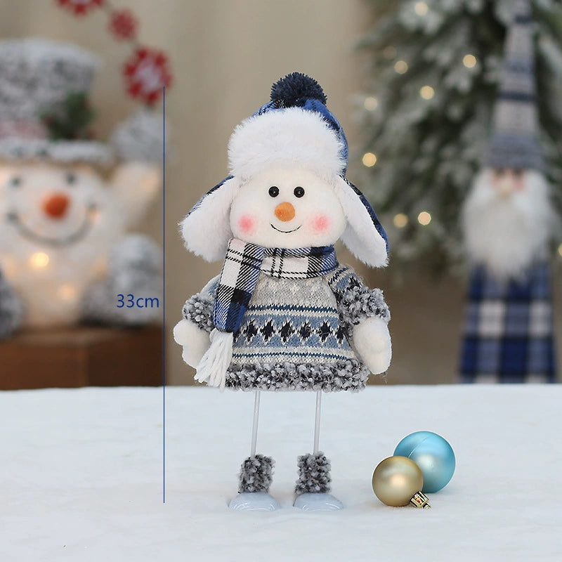 Blue Skiing Snowman Swing Decor, Cute Holiday Tabletop Figurine for Shelf Fireplace and Gift Display