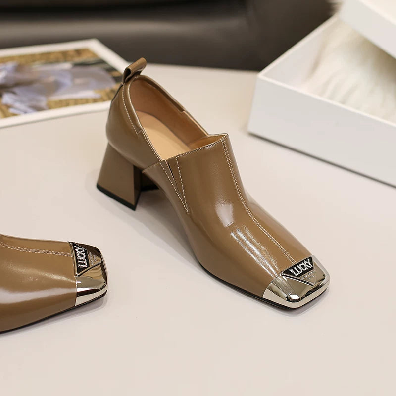 Leather Square Toe Ankle Boots for Women