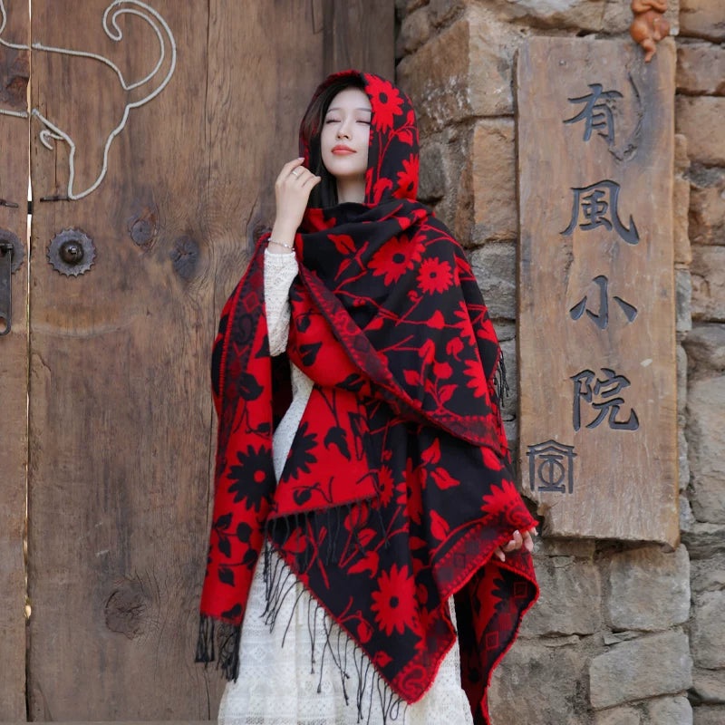 Women's Ethnic Knit Shawl for Office and Travel Evening Gift Everyday Wear Seasonal Look Holiday Gift