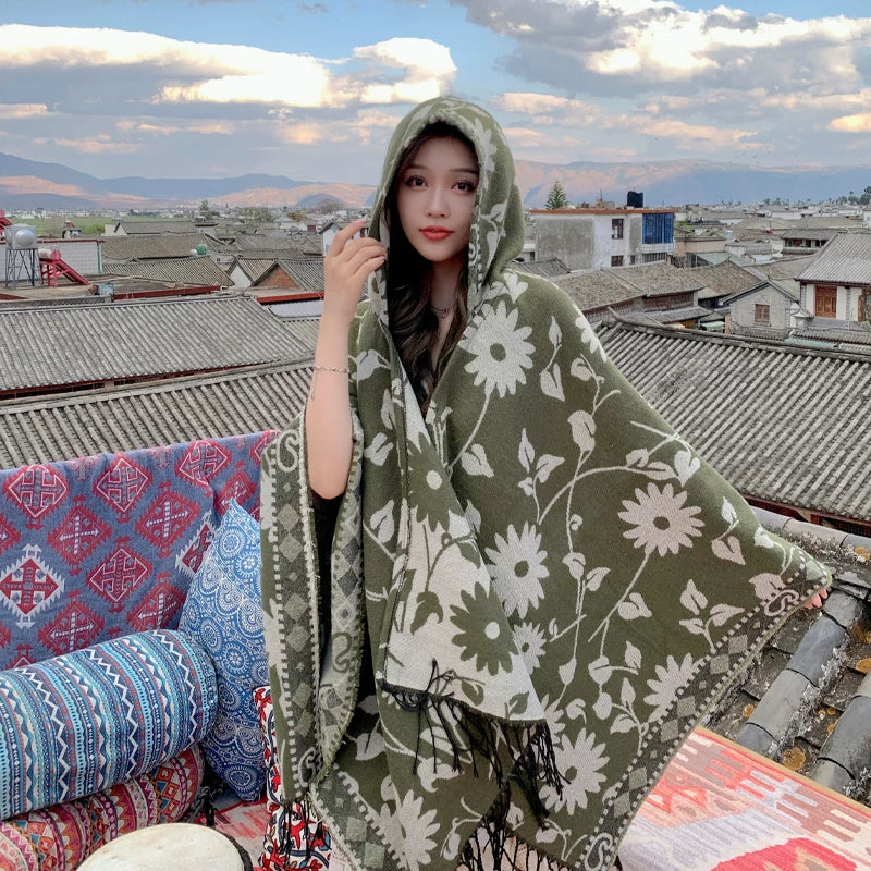 Women's Ethnic Knit Shawl for Office and Travel Evening Gift Everyday Wear Seasonal Look Holiday Gift