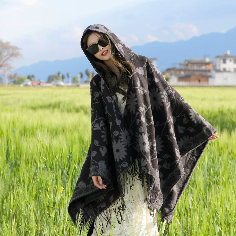 Women's Ethnic Knit Shawl for Office and Travel Evening Gift Everyday Wear Seasonal Look Holiday Gift