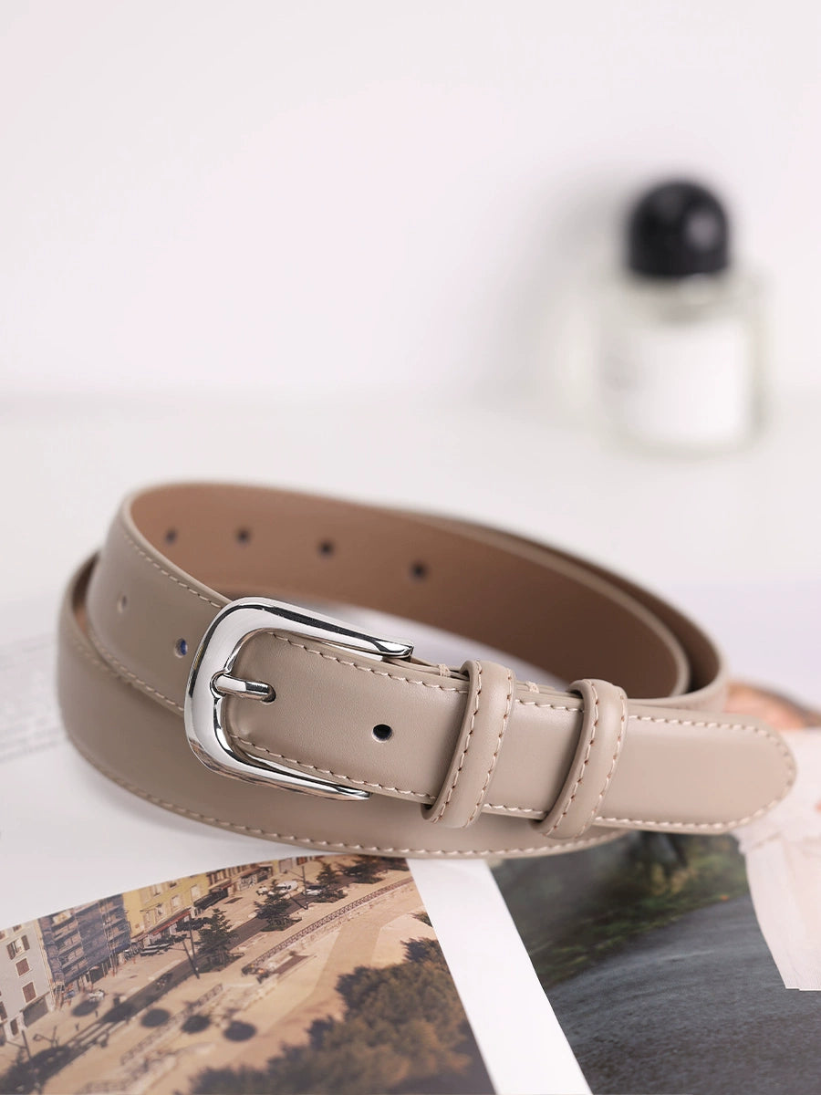Women's Apricot Leather Vintage Everyday Jeans Belt for Date Night Gift Party Designer Versatile Office Vacation