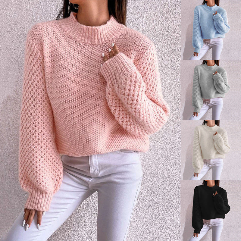 Women's Knit Fall Winter Fleece-Lined Long Sleeve Casual Clothing Top Outfit Weekend