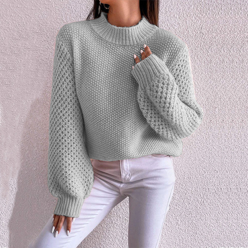 Women's Knit Fall Winter Fleece-Lined Long Sleeve Casual Clothing Top Outfit Weekend