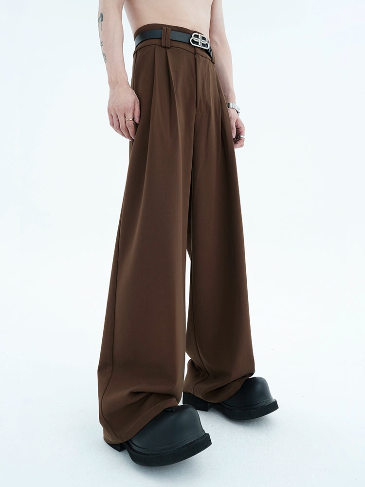 Men's American-style Waist-defining Draped High-waist Slim-fit Retro Wide-leg Pants for Office Outfits Business Casual Work Premium Slimming Travel Comfort