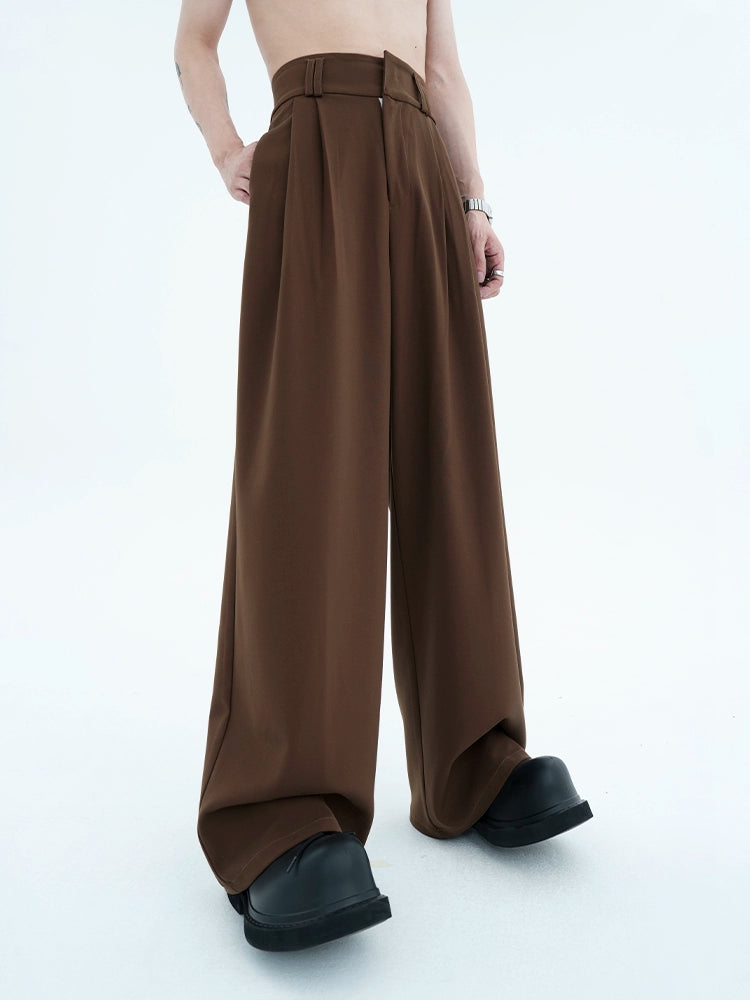 Men's American-style Waist-defining Draped High-waist Slim-fit Retro Wide-leg Pants for Office Outfits Business Casual Work Premium Slimming Travel Comfort