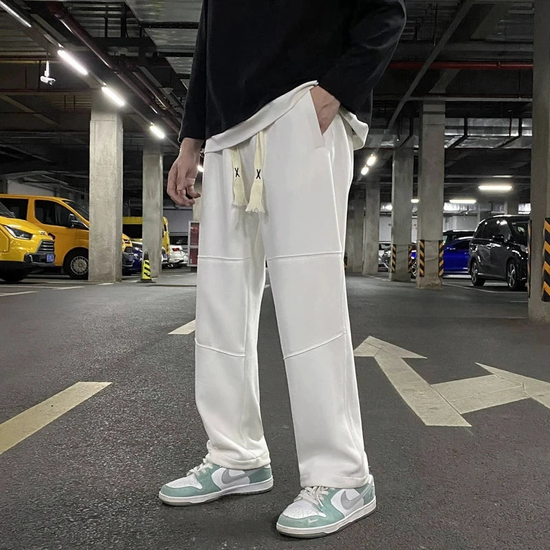 Men's White Workwear Oversized Casual Straight Pants Wide-Leg for Office Outfits Business Travel Comfort Weekend Everyday