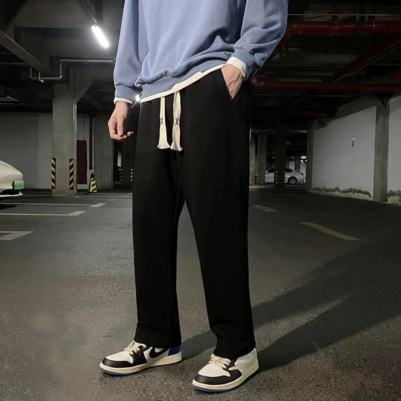 Men's White Workwear Oversized Casual Straight Pants Wide-Leg for Office Outfits Business Travel Comfort Weekend Everyday