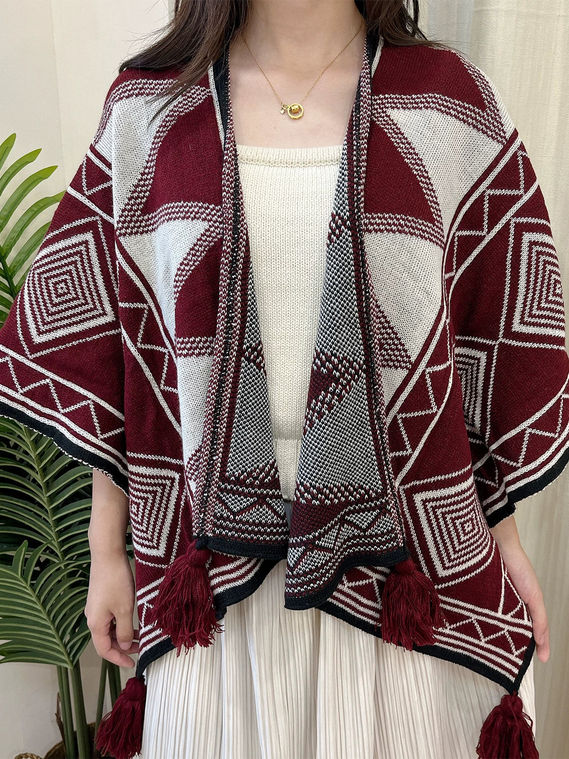 Women's Ethnic Fall Winter Knit Shawl for Office and Travel Evening Gift Everyday Wear Holiday Gift