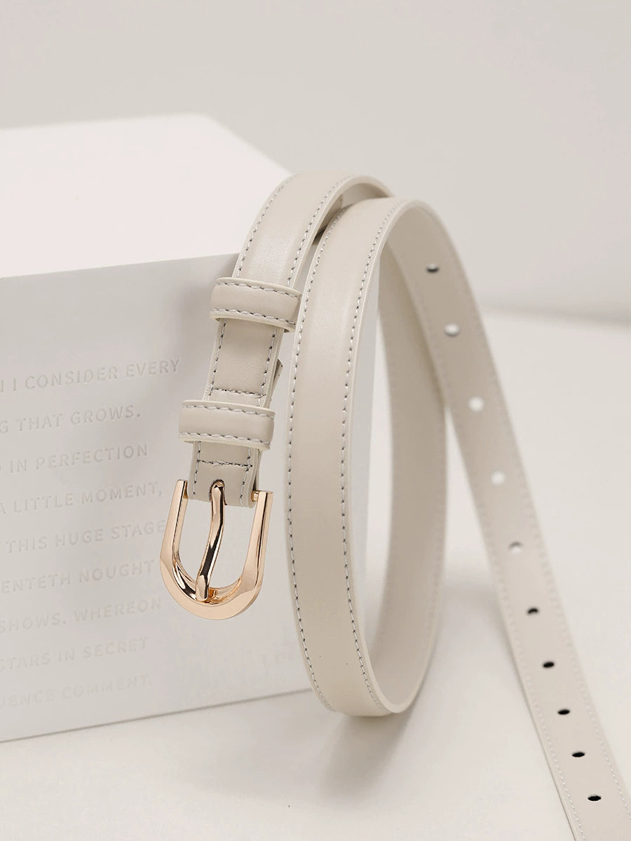 Women's Skinny Minimalist White Leather Vintage Everyday Jeans Belt for Date Night Gift Party Designer Office Vacation