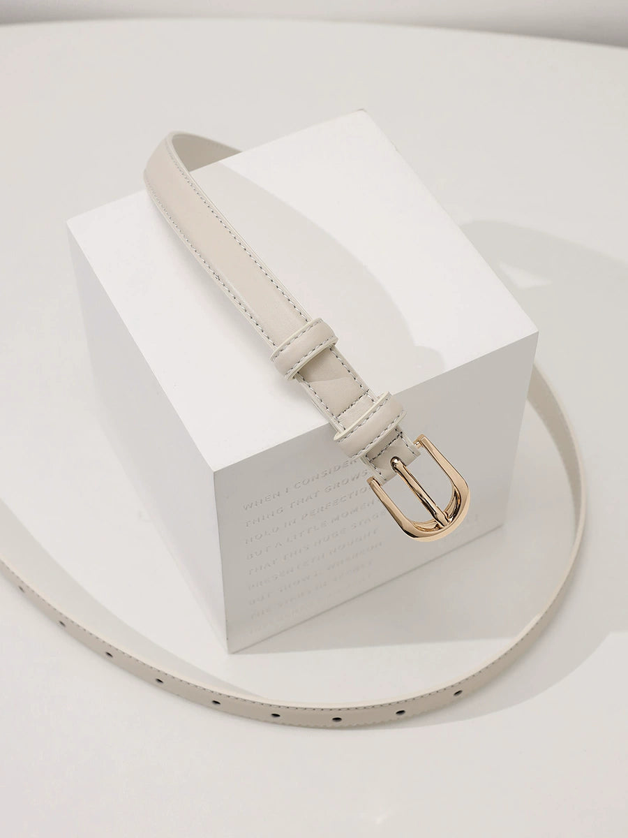 Women's Skinny Minimalist White Leather Vintage Everyday Jeans Belt for Date Night Gift Party Designer Office Vacation