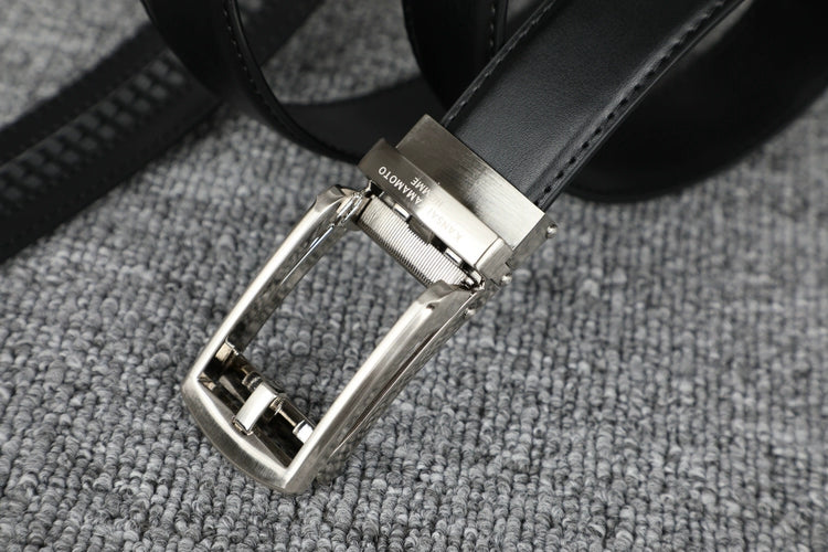 Women's Automatic Buckle Black Leather Waist Belt for Date Night Gift Party Designer Office Everyday