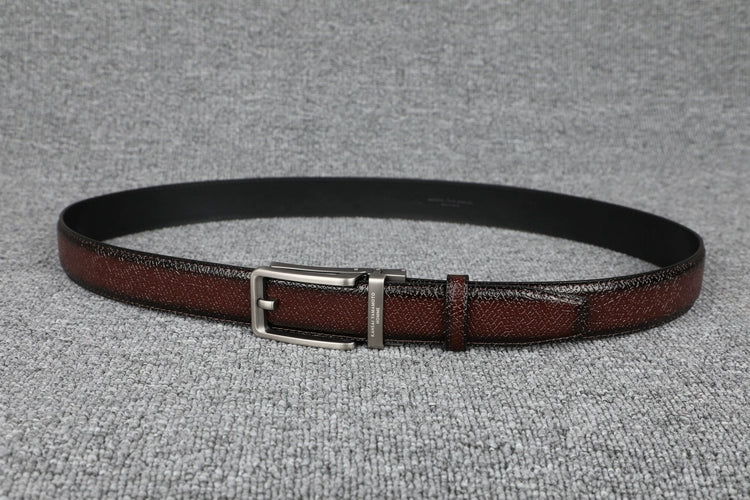 Women's Automatic Buckle Embossed Leather Casual Waist Belt for Date Night Gift Party Versatile Designer Office Everyday