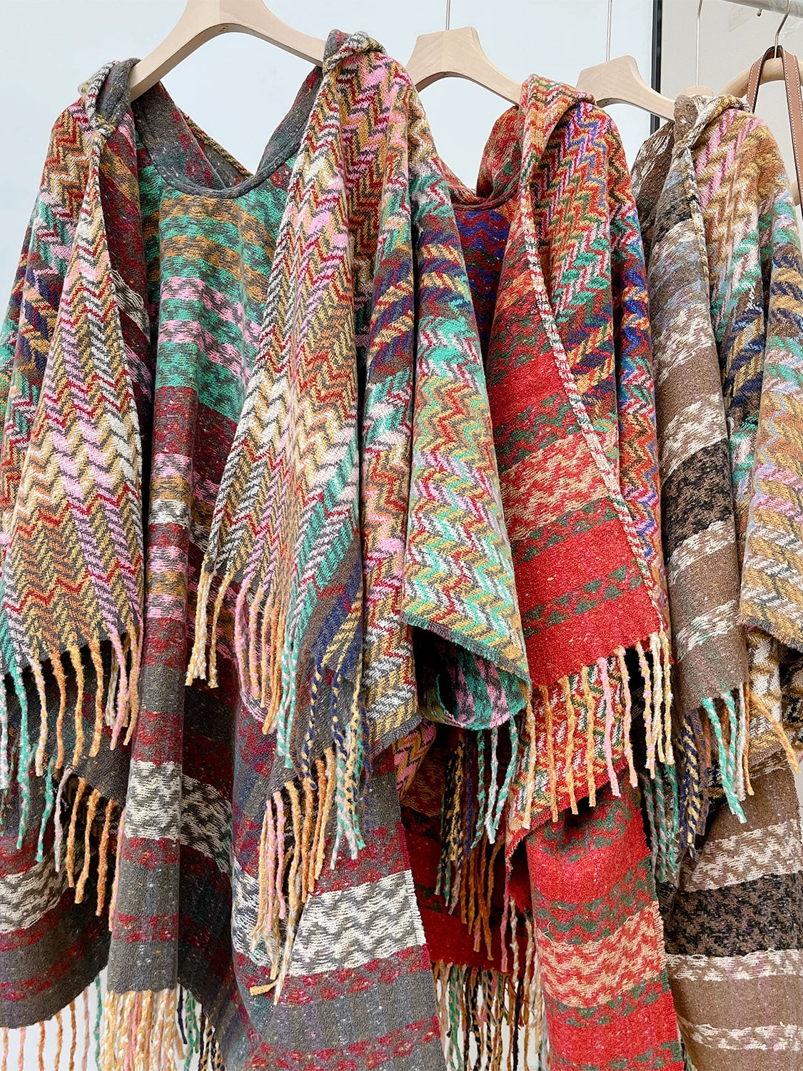 Women's Ethnic Fall Winter with Hood Fleece-Lined Knit Shawl for Office and Travel Evening Gift Holiday Gift