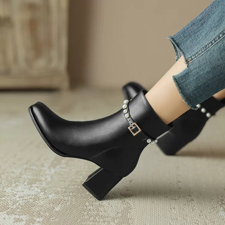 Women's Block Heel High Heel Retro Martin Combat Boots for Fall Outfits Streetwear Winter Office and Weekend Everyday Wear