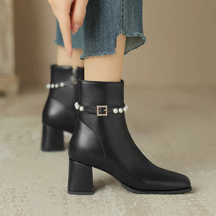 Women's Block Heel High Heel Retro Martin Combat Boots for Fall Outfits Streetwear Winter Office and Weekend Everyday Wear