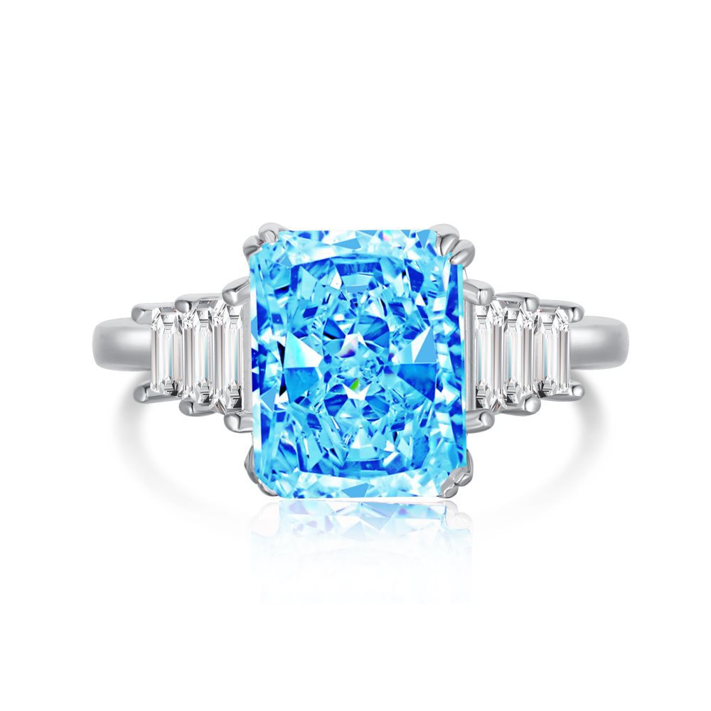 Blue DY cubic zirconia French-inspired ring by Yoshan