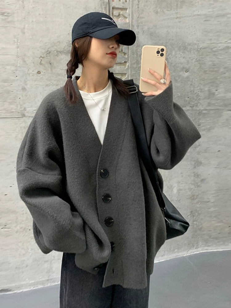 Women's Knit Black Plus Size Oversized Slim-fit Hoodie Cardigan Open-front Sweatshirt Jacket for Office Outfits Fall Spring Travel Slimming Everyday Date Night