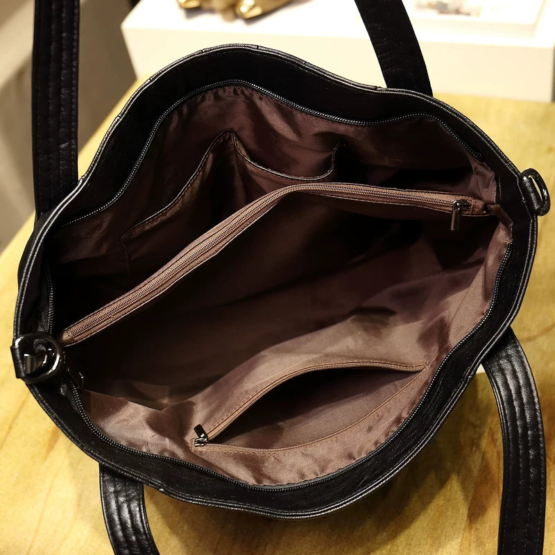 Women's Large-Capacity Leather Tote Bag Shoulder Crossbody Purse Work and Travel Office