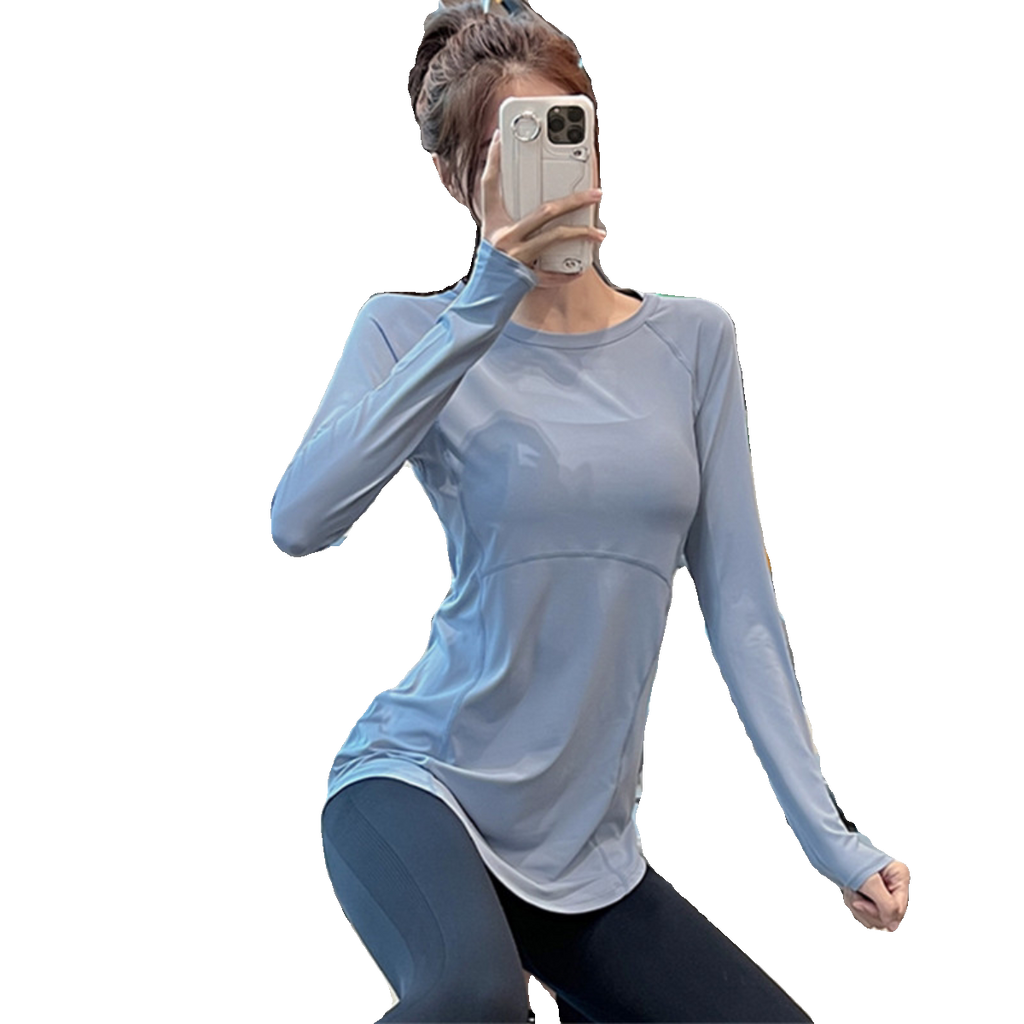 Women's Longline Oversized Slim-fit Midi Long Sleeve Yoga Top Stretch Training Gym Top Leggings for Date Night Travel Everyday Slimming Weekend Holiday Party