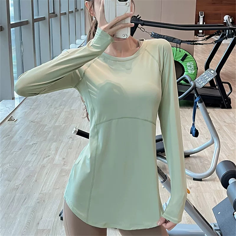 Women's Longline Oversized Slim-fit Midi Long Sleeve Yoga Top Stretch Training Gym Top Leggings for Date Night Travel Everyday Slimming Weekend Holiday Party
