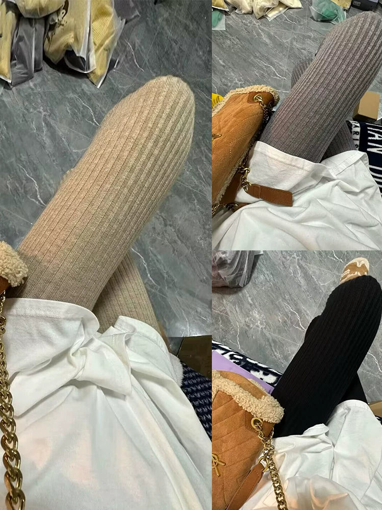 Women's Knit Slim-fit Outdoor Leggings Set High-waisted Stretch for Office Outfits Work Everyday Slimming Weekend Wear