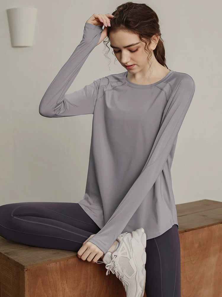 Women's Breathable Oversized Slim-fit Long Sleeve Yoga Top Stretch Training Gym Top Leggings for Date Night Travel Everyday Slimming Weekend Holiday Party