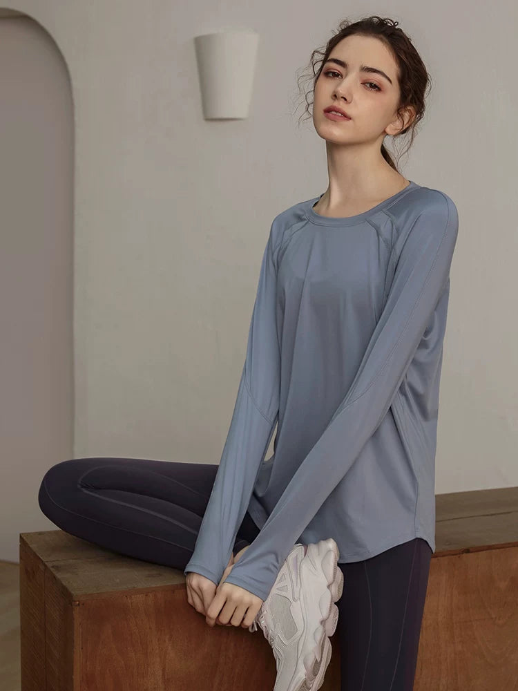 Women's Breathable Oversized Slim-fit Long Sleeve Yoga Top Stretch Training Gym Top Leggings for Date Night Travel Everyday Slimming Weekend Holiday Party