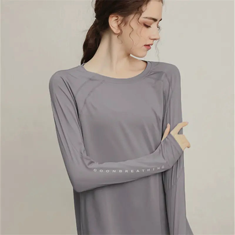Women's Breathable Oversized Slim-fit Long Sleeve Yoga Top Stretch Training Gym Top Leggings for Date Night Travel Everyday Slimming Weekend Holiday Party