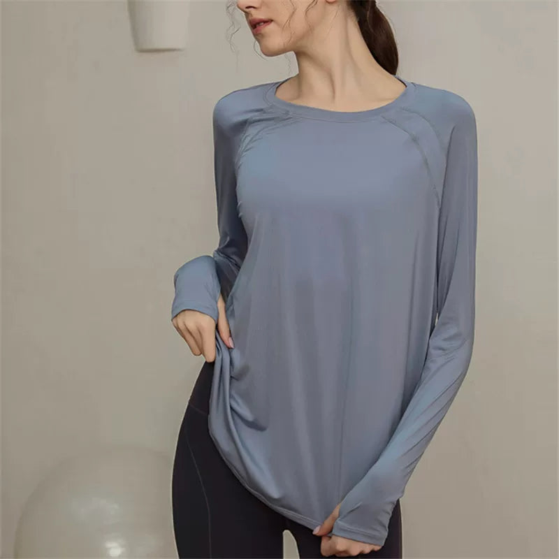 Women's Breathable Oversized Slim-fit Long Sleeve Yoga Top Stretch Training Gym Top Leggings for Date Night Travel Everyday Slimming Weekend Holiday Party